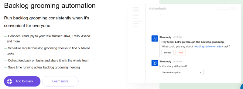standuply landing page