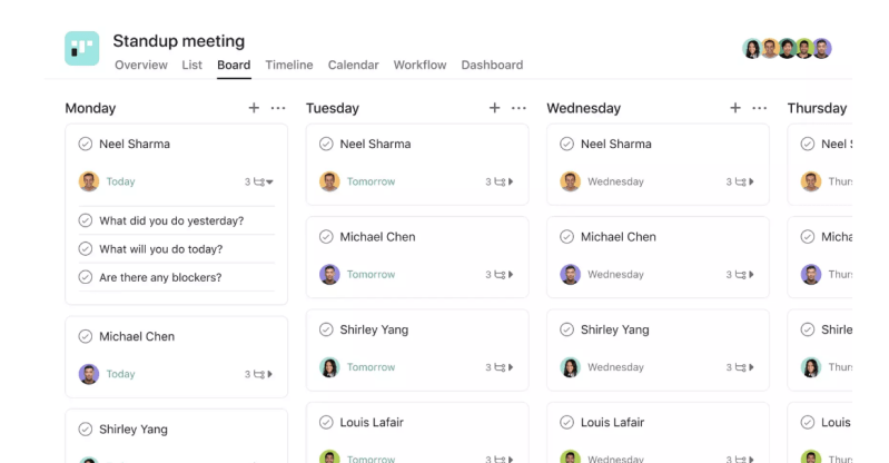Daily standup meetings template for Asana
