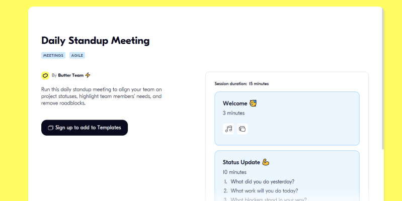 Daily Standup Meeting Agenda Template from Butter